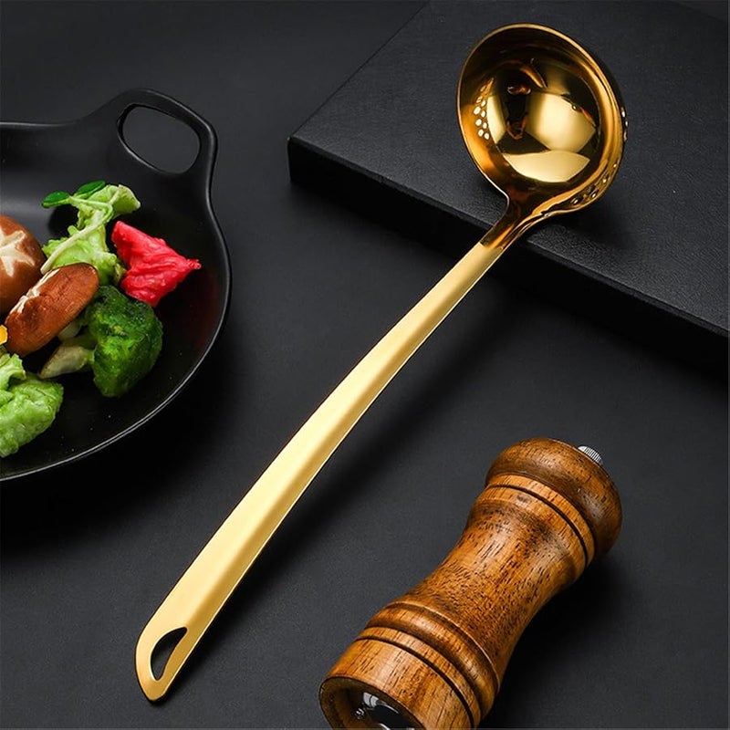 Gold Stainless Steel Long Handle Strainer Spoon Soup Skimmer Cooking Utensil - Image 5